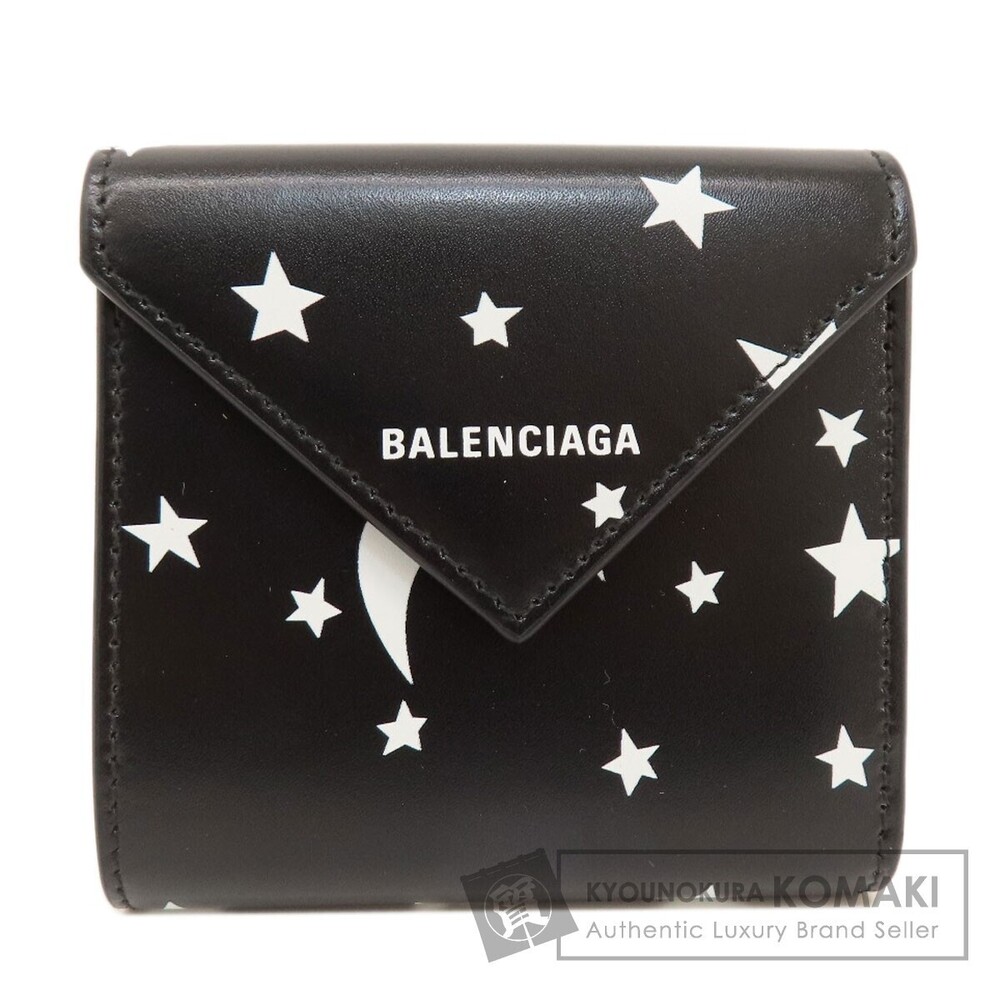 Balenciaga Star Motif Bifold Wallet Leather